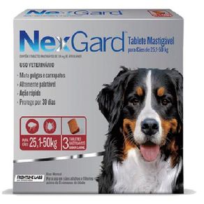 NexGard 136 Mg - Cães de 25,1 a 50 Kg Caixa com 3 Tabletes