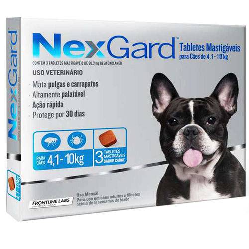 NexGard Antipulgas e Carrapatos Merial Cães de 4,1 a 10 Kg