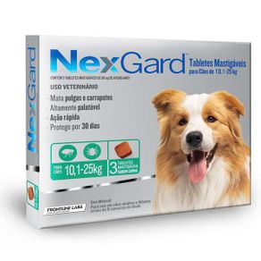 Nexgard 3 Comprimidos Cães de 10,1 a 25 Kg 3 Comprimidos