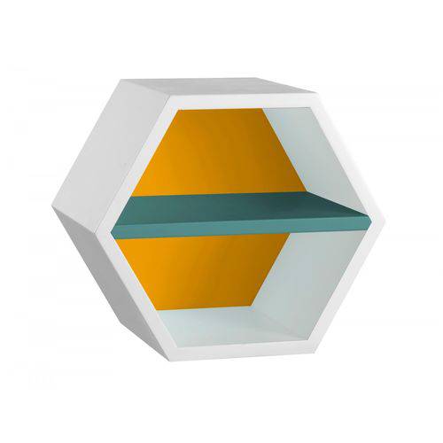 Nicho Hexagonal 1 Prateleira Favo Maxima Branco/amarelo/azul Claro