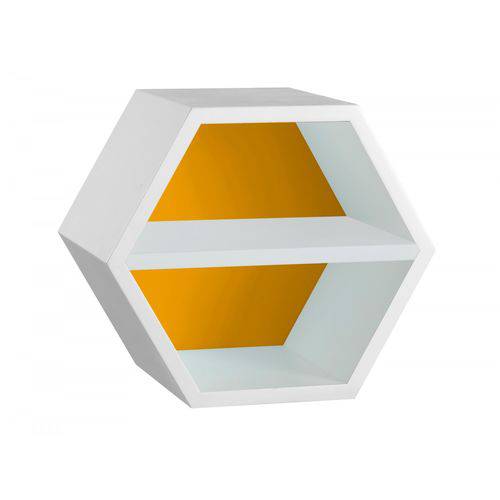 Nicho Hexagonal 1 Prateleira Favo Maxima Branco/amarelo/branco