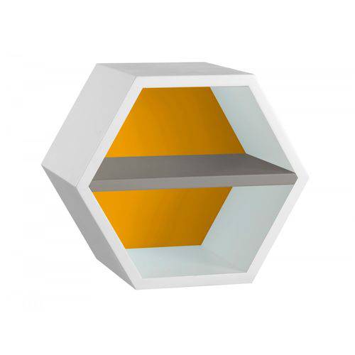 Nicho Hexagonal 1 Prateleira Favo Maxima Branco/amarelo/cinza
