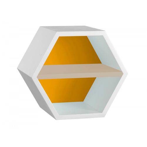Nicho Hexagonal 1 Prateleira Favo Maxima Branco/amarelo/marrom Claro