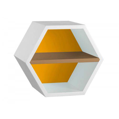 Nicho Hexagonal 1 Prateleira Favo Maxima Branco/amarelo/marrom Médio