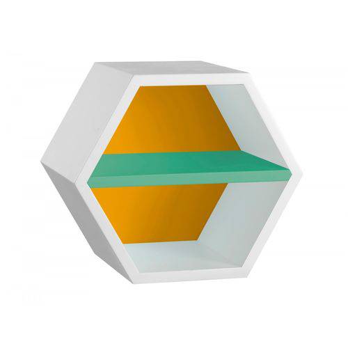 Nicho Hexagonal 1 Prateleira Favo Maxima Branco/amarelo/verde Anis
