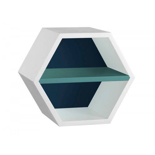 Nicho Hexagonal 1 Prateleira Favo Maxima Branco/azul Noite/azul Claro