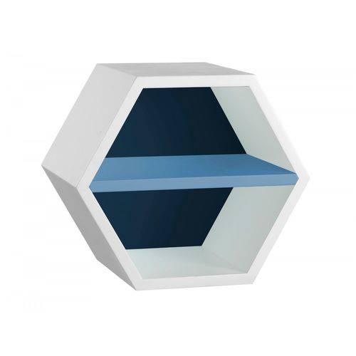 Nicho Hexagonal 1 Prateleira Favo Maxima Branco/azul Noite/azul Serenata
