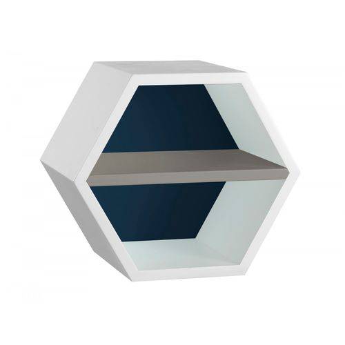 Nicho Hexagonal 1 Prateleira Favo Maxima Branco/azul Noite/cinza