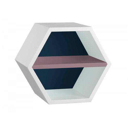 Nicho Hexagonal 1 Prateleira Favo Maxima Branco/azul Noite/lilás
