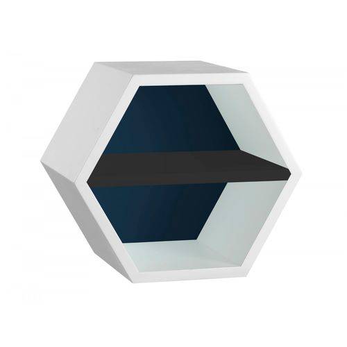 Nicho Hexagonal 1 Prateleira Favo Maxima Branco/azul Noite/preto