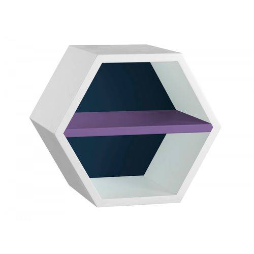 Nicho Hexagonal 1 Prateleira Favo Maxima Branco/azul Noite/roxo