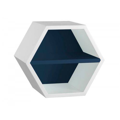 Nicho Hexagonal 1 Prateleira Favo Maxima Branco/azul Noite