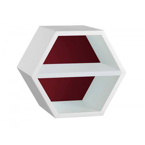 Nicho Hexagonal 1 Prateleira Favo Maxima Branco/bordô/branco