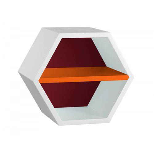Nicho Hexagonal 1 Prateleira Favo Maxima Branco/bordô/laranja Novo