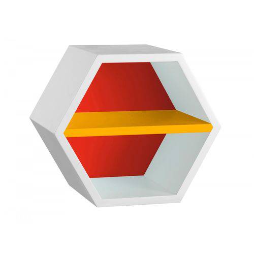 Nicho Hexagonal 1 Prateleira Favo Maxima Branco/vermelho/amarelo