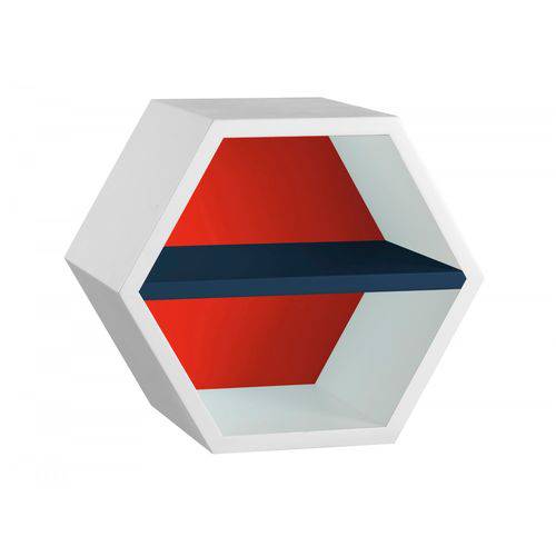 Nicho Hexagonal 1 Prateleira Favo Maxima Branco/vermelho/azul Noite