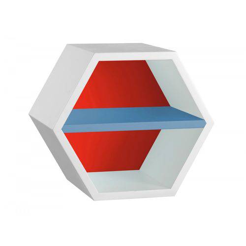 Nicho Hexagonal 1 Prateleira Favo Maxima Branco/vermelho/azul Serenata