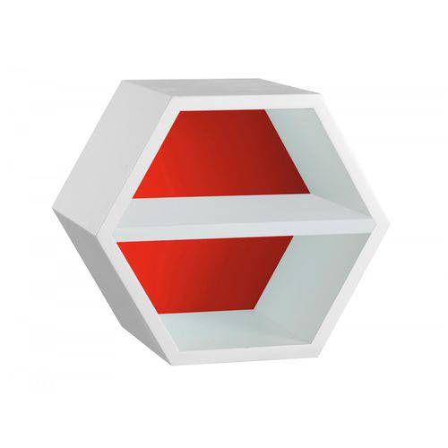 Nicho Hexagonal 1 Prateleira Favo Maxima Branco/vermelho/branco