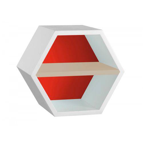 Nicho Hexagonal 1 Prateleira Favo Maxima Branco/vermelho/marrom Claro