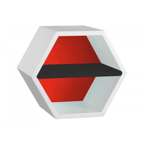 Nicho Hexagonal 1 Prateleira Favo Maxima Branco/vermelho/preto