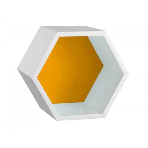 Nicho Hexagonal Mdf Favo Maxima Branco/amarelo