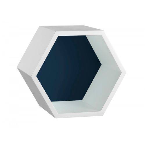 Nicho Hexagonal Mdf Favo Maxima Branco/azul Noite