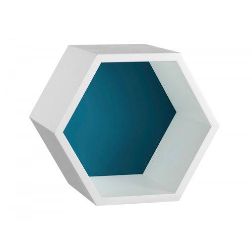 Nicho Hexagonal MDF Favo Maxima Branco/Azul