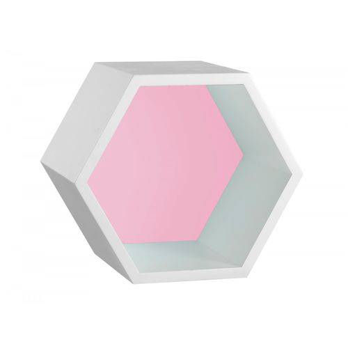 Nicho Hexagonal Mdf Favo Maxima Branco/rosa Cristal