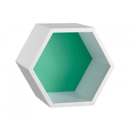 Nicho Hexagonal MDF Favo Maxima Branco/Verde Anis