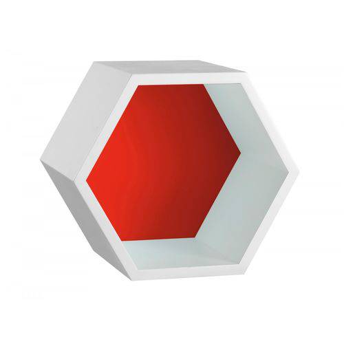 Nicho Hexagonal Mdf Favo Maxima Branco/vermelho