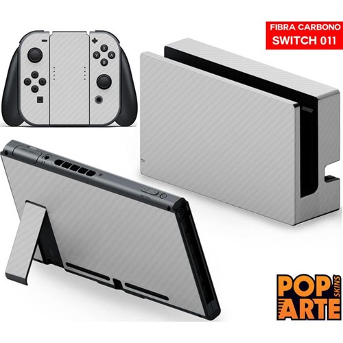 Nintendo Switch Skin - Fibra de Carbono Branca Adesivo Brilhoso