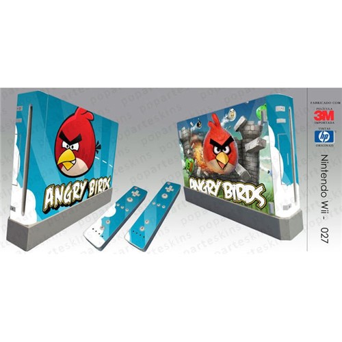 Nintendo Wii Skin - Angry Birds Adesivo Brilhoso