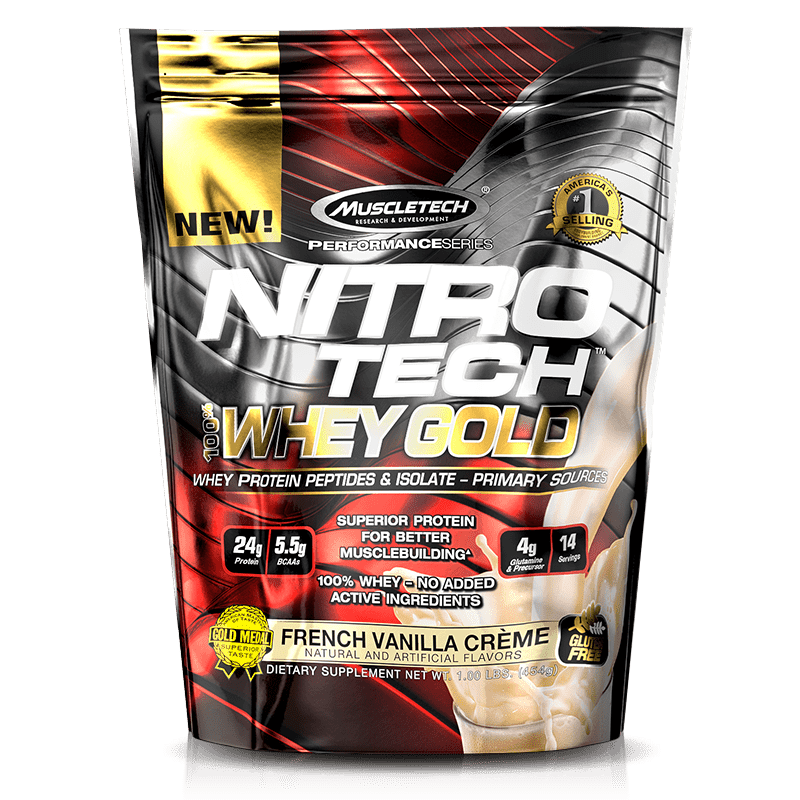 Nitro Tech 100% Whey Gold (454g) MuscleTech -French Vanilla Creme