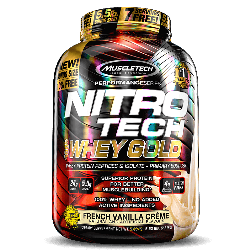 Nitro Tech 100% Whey Gold (2500g) MuscleTech-Creme de Baunilha Francesa