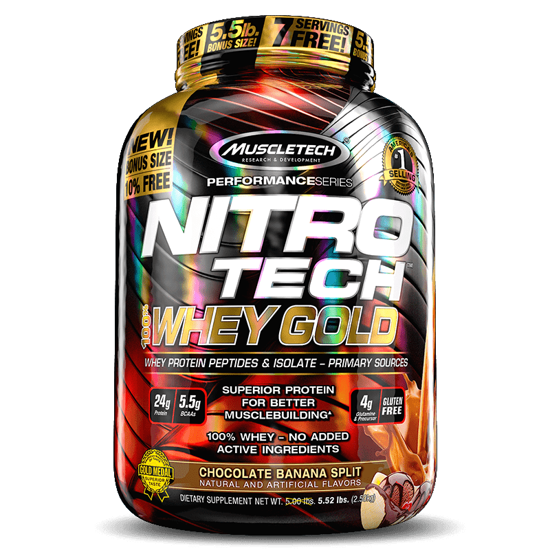Nitro Tech 100% Whey Gold (2500g) MuscleTech-Creme de Baunilha Francesa