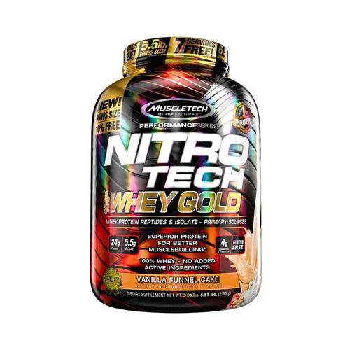 Nitro Tech 100% Whey Gold 2,50kg - Funnel Cake Baunilha - Muscletech
