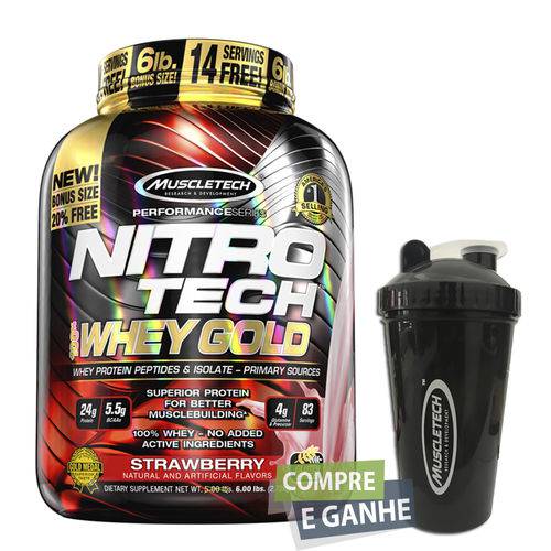Nitro Tech 100% Whey Gold 2,51kg - Churros - Muscletech + Coqueteleira