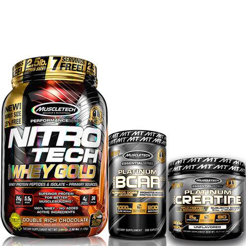 Nitro Tech 100% Whey Gold 999g + Bcaa 200tabs + Creatina 400g - Muscletech