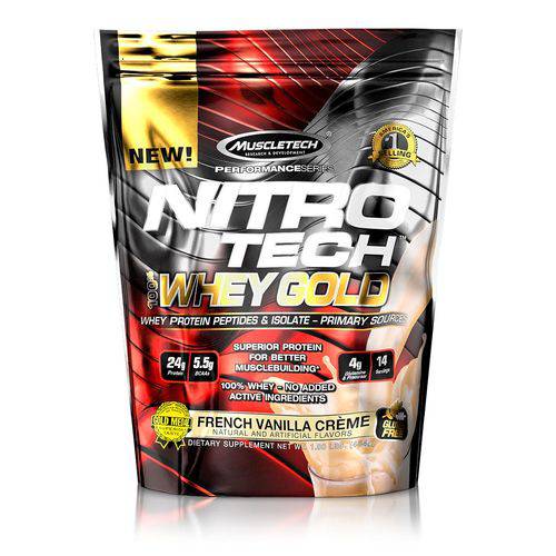 Nitro Tech 100% Whey Gold - Solúvel - Creme de Baunilha - 454g - Muscletech