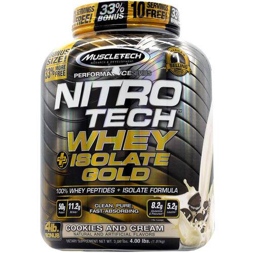 Nitrotech Whey Isolate Gold (1,8kg) Sabor Biscoito e Creme - Muscletech