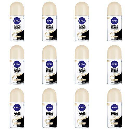 Nivea Black & White Desodorante Rollon Toque de Seda Feminino 50ml (kit C/12)