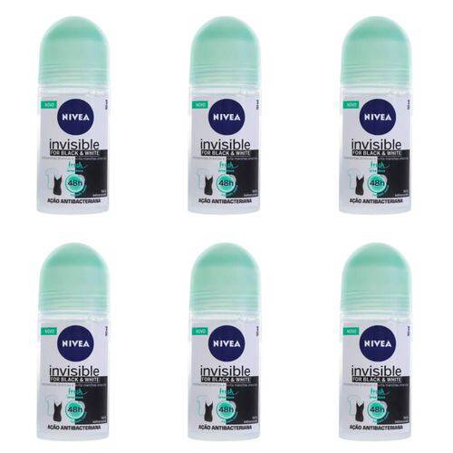 Nivea Black & White Fresh Desodorante Rollon Feminino 50ml (kit C/06)