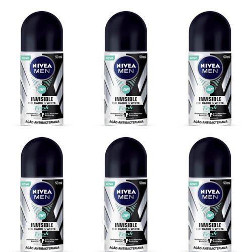 Nivea Black & White Fresh Desodorante Rollon Masculino 50ml (kit C/06)