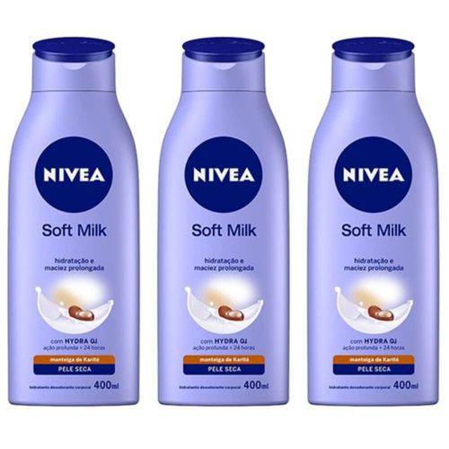 Nivea Body Soft Milk Loção Hidratante 400ml (kit C/03)