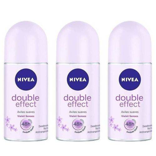 Nivea Double Effect Violet Sense Desodorante Rollon 50ml (kit C/03)