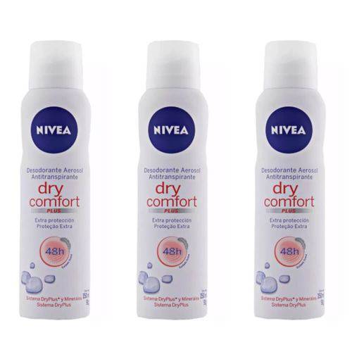 Nivea Dry Comfort Desodorante Aerosol Feminino 150ml (kit C/03)