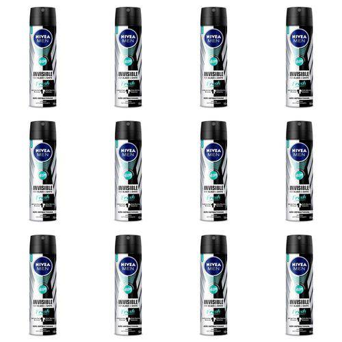 Nivea For Men Black & White Fresh Desodorante Aerosol 150ml (kit C/12)