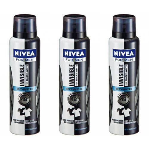 Nivea For Men Black & White Power Desodorante Aerosol 150ml (kit C/03)