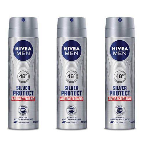 Nivea For Men Silver Protect Desodorante Aerosol 150ml (kit C/03)