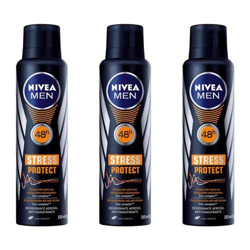 Nivea For Men Stress Protect Desodorante Aerosol 150ml (kit C/03)
